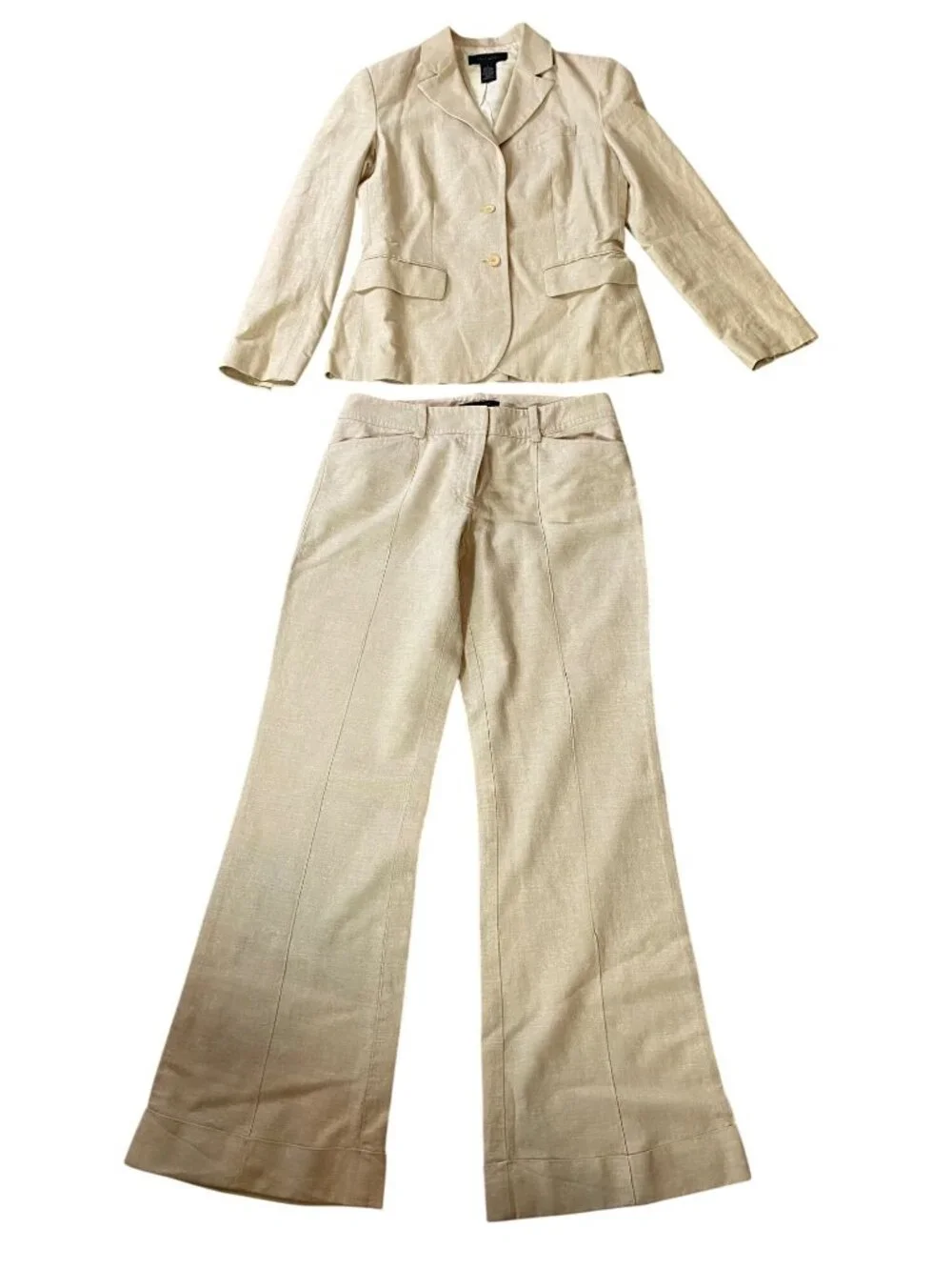 The Limited Beige Linen-Blend Blazer & Wide-Leg Pants Suit Set Small - Picture 1 of 16